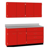 4-Door Wall Unit & 2-Door/5-Drawer Base Unit Cabinet Suite - Right Side Drawers